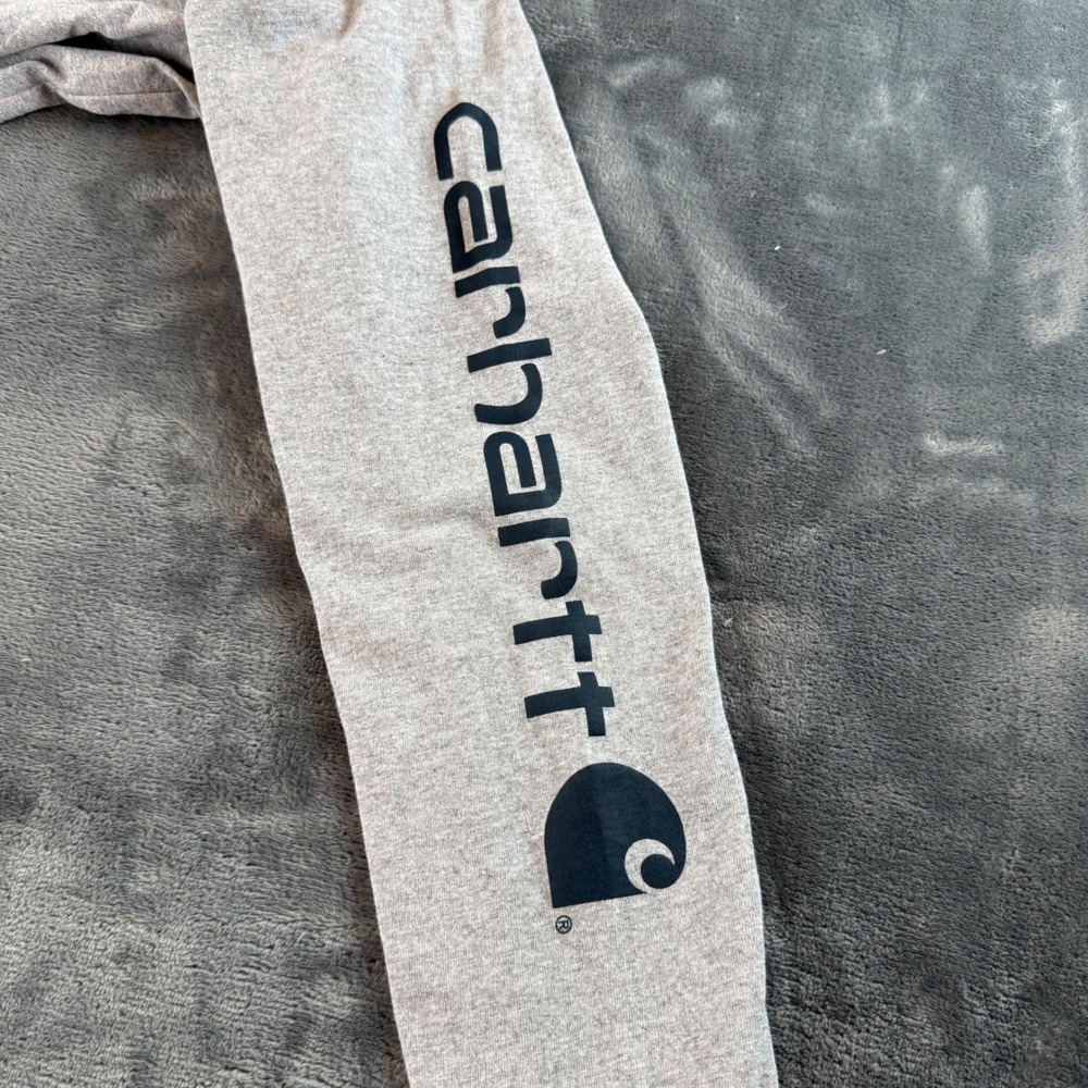 Carhartt Mens 2XL‎ Tall Loose Fit Long Sleeve Logo Graphic T-Shirt Heather Gray